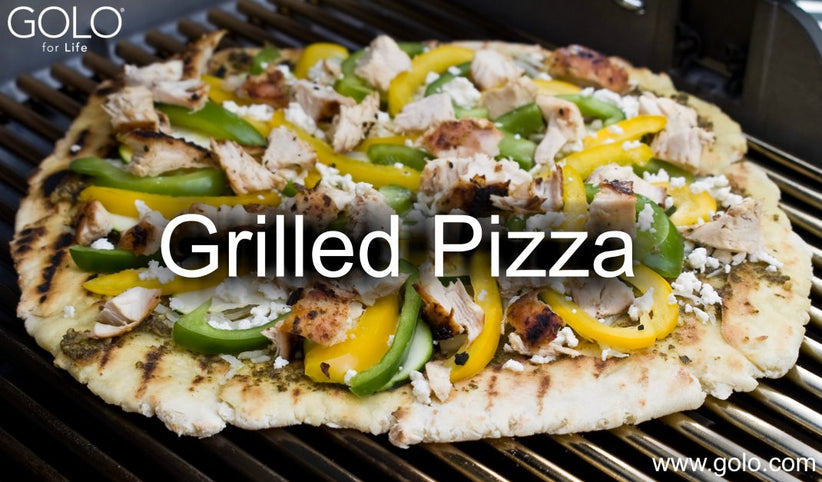 Veggie pizza on a grill