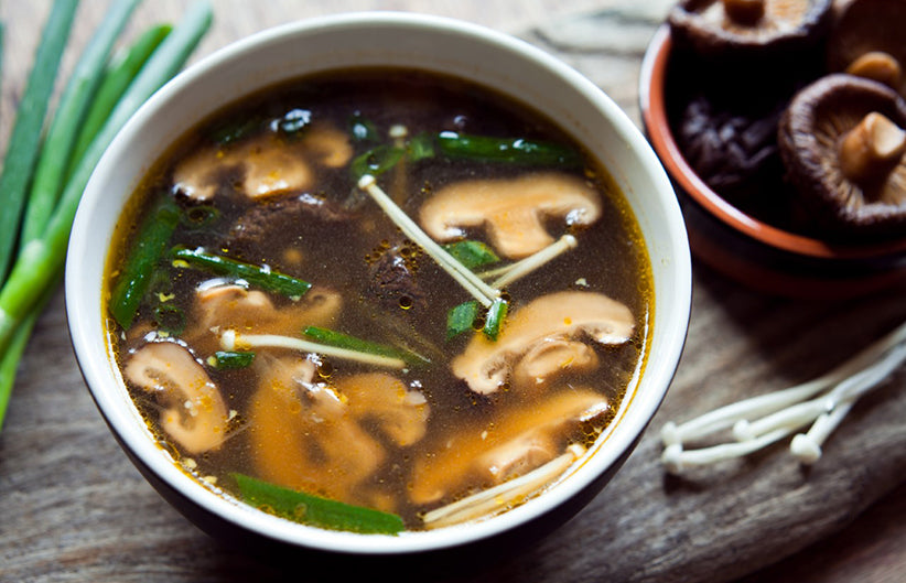 Bowl of mushroom broth